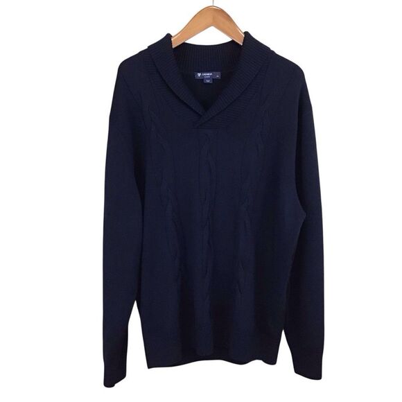 Cremieux Classics Merino Wool Sweater XL Shawl Collar Navy - Picture 1 of 7